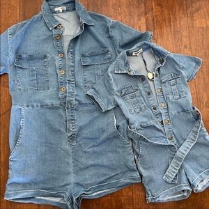 Fashion nova mommy and me matching denim rompers 3t medium